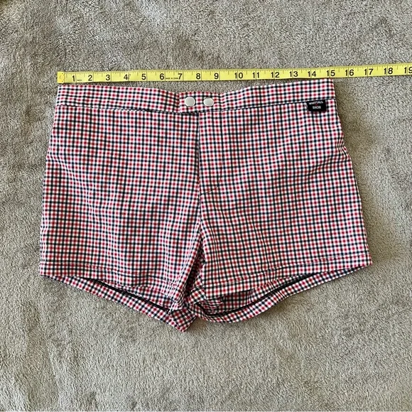 Men's Red & White Gingham Swim Trunks - Picture 4 of 5